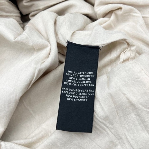 7 For All Mankind Cotton Linen Puff Sleeve Dress Light Beige Size Small - Picture 5 of 5